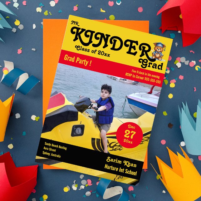 Kinder grad niedlich bear Foto Magazine Cover Einladung (Von Creator hochgeladen)
