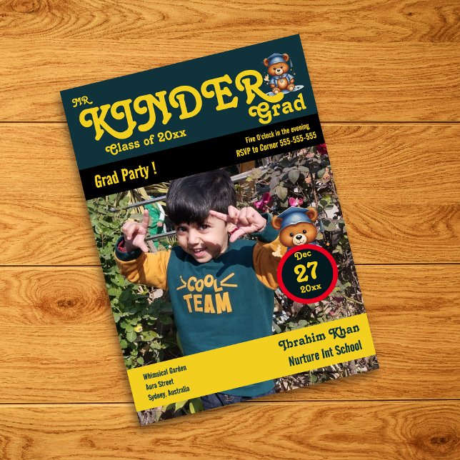 Kinder grad Niedlich Yellow Foto Magazine Cover Einladung (Von Creator hochgeladen)