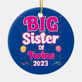 Kinder Große Schwester der Zwillinge 2023 Schwange Keramik Ornament