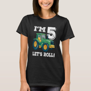 Kinder Grüne Farm Traktor 5th Birthday Party 5 Jah T-Shirt