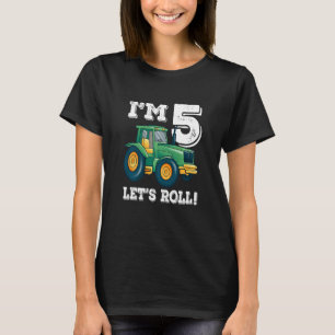 Kinder Grüne Farm Traktor 5th Birthday Party 5 Jah T-Shirt