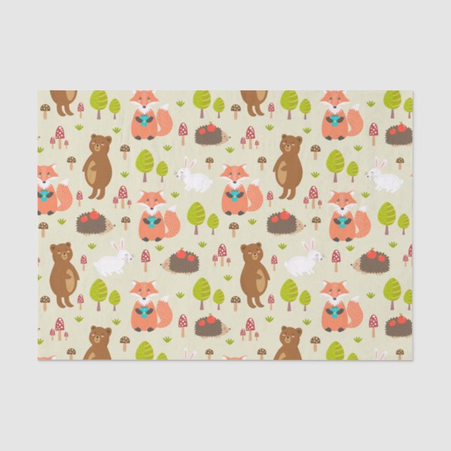 Kinder Guten Morgen Waldtiere Fox Bären Bunny Bunn Seidenpapier (Vorderseite)