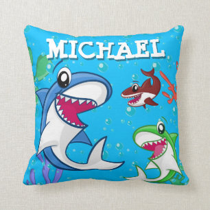 Kinder Hai Cartoon Unterwasser Blue Sea Ocean Boys Kissen