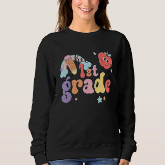 Kinder Hallo 1. Klasse Retro Süße Lehrer Kleinkind Sweatshirt