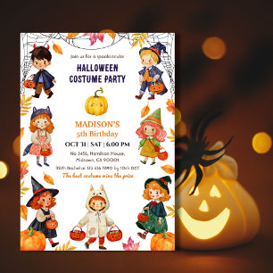Kinder Halloween 5. Geburtstagsfeier Kostüm Kürbis Einladung