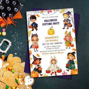 Kinder Halloween 5. Geburtstagsparty Kostüm Kürbis Einladung