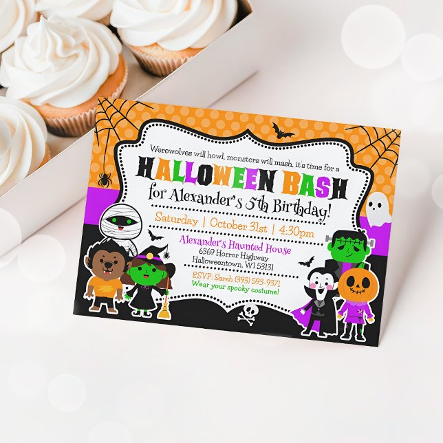 Kinder Halloween-Einladung Kostüm Party Einladung (Kids Halloween Birthday Invitation)