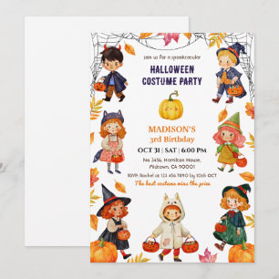 Kinder Halloween-Geburtstagsfeier Kostüm Kürbis sü Einladung