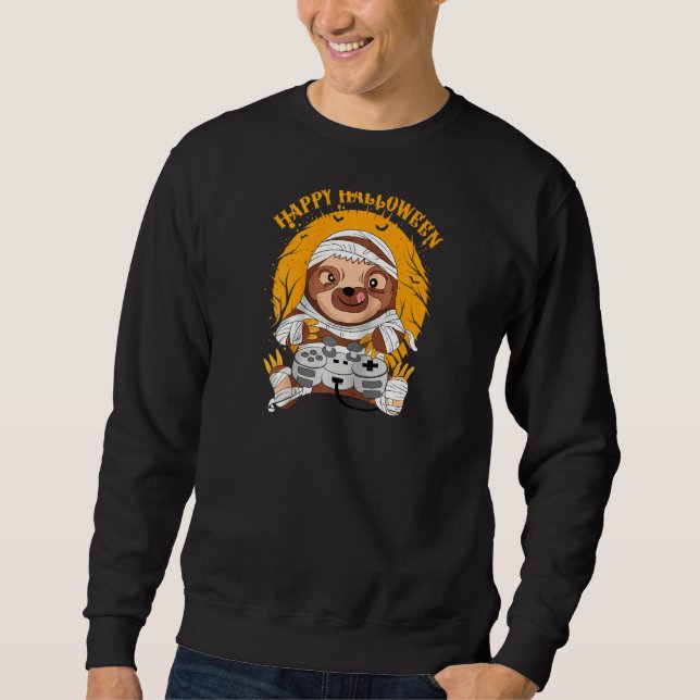 Kinder Halloween Mummy Gamer Sloth Kostümkind B Sweatshirt (Vorderseite)