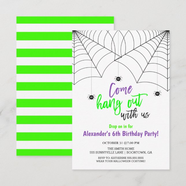 Kinder Halloween-Party zum Geburtstag Einladung (Vorne/Hinten)