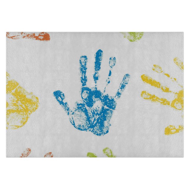 Kinder Handprints in der Farbe Schneidebrett (Vorderseite)