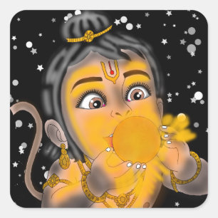 Kinder-Hanuman-Aufkleber Quadratischer Aufkleber