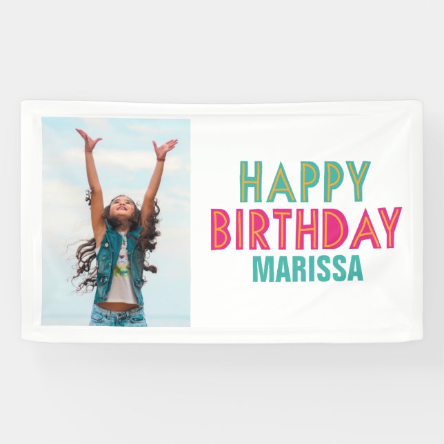 Kinder Happy Birthday Party Foto Banner (Horizontal)