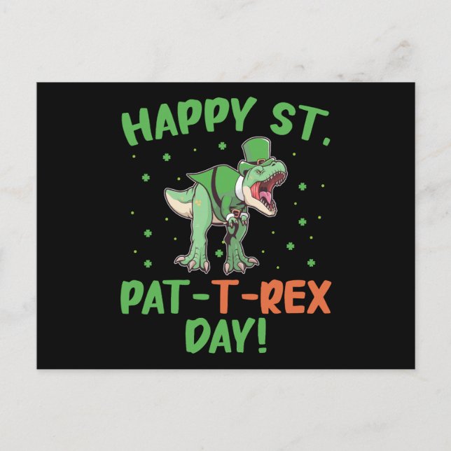 Kinder Happy St Pat Trex Day Dino St Patricks Day Postkarte (Vorderseite)