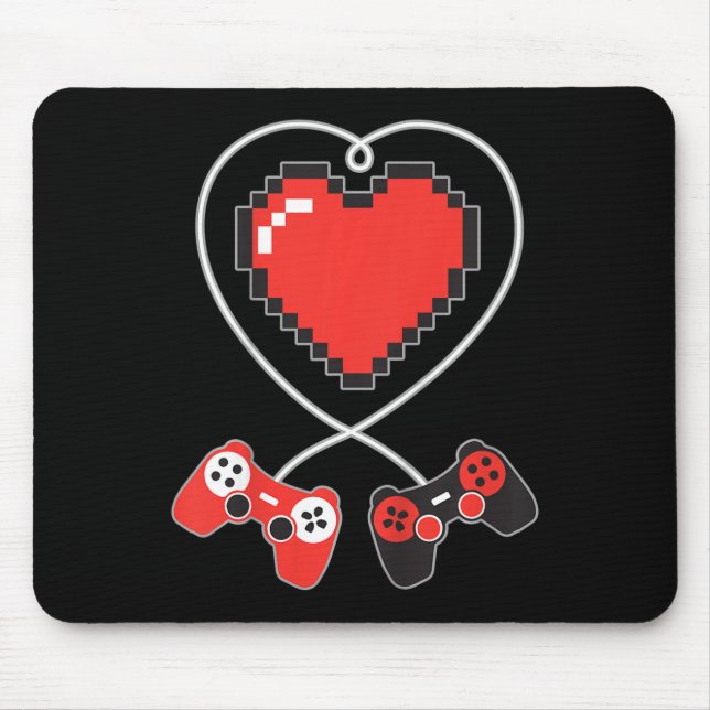 Kinder Herz Pixel Art Video-Game Controller Valent Mousepad (Vorne)