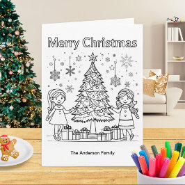 Kinder Holiday Coloring Picture Tree Frohe Weihnac Karte