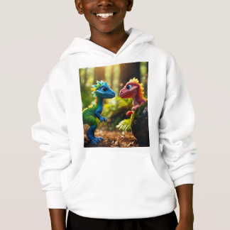 Kinder hoodie mit Dinosaurier-Bild.