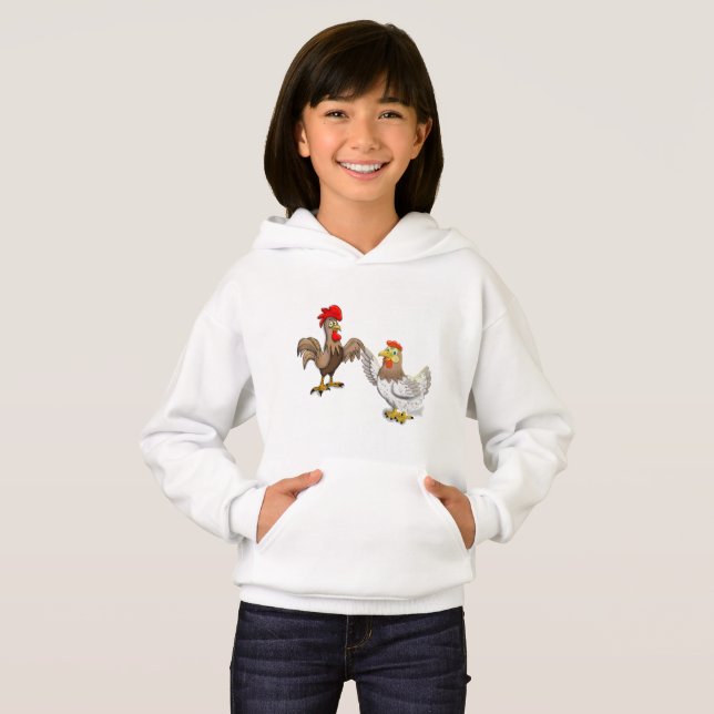 Kinder Hoodie mit Hen und Rooster (Vorne ganz)