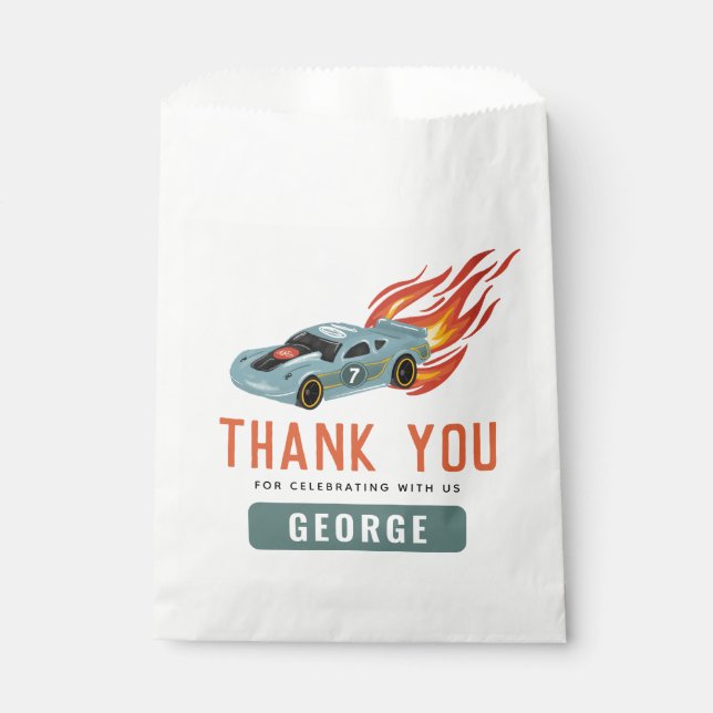 Kinder Hot Blue Racing Car Boys Geburtstag Geschenktütchen (Vorderseite)