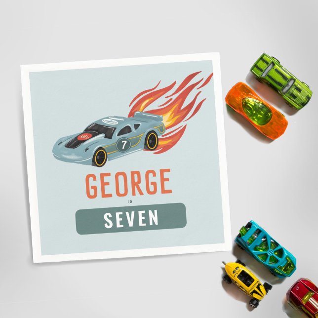 Kinder Hot Blue Racing Car Boys Geburtstag Serviette (Von Creator hochgeladen)