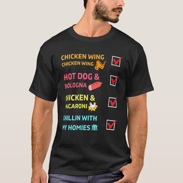 Kinder Hühnerflügel Hühnerhühner Wing Hot Dog und  T-Shirt (Vorderseite)