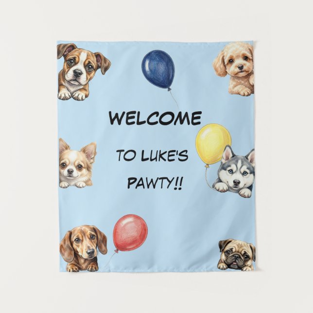 Kinder Hund Party Banner Wandteppich (Vorderseite)