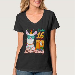 Kinder ich bin 16 Jahre alt und Llamazing Llama 16 T-Shirt