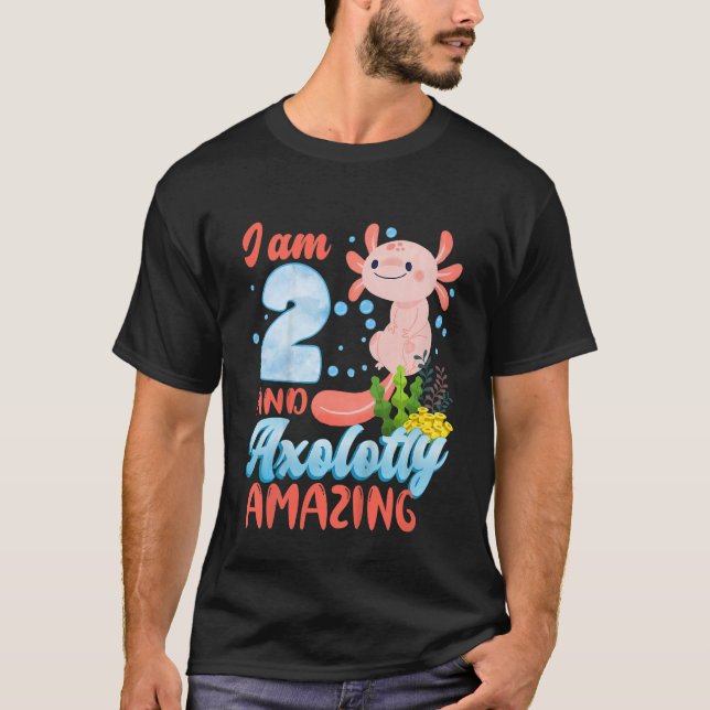 Kinder ich bin 2 und Axolotl Phantastisch Amphibie T-Shirt (Vorderseite)