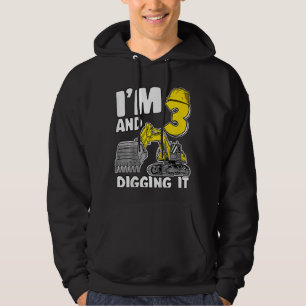 Kinder ich bin 3 und graben es 3 Jahre Jungen Bagg Hoodie