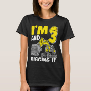 Kinder ich bin 3 und graben es 3 Jahre Jungen Bagg T-Shirt