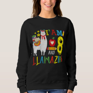 Kinder ich bin 8 Jahre alt und Lama Lama 8. Geburt Sweatshirt