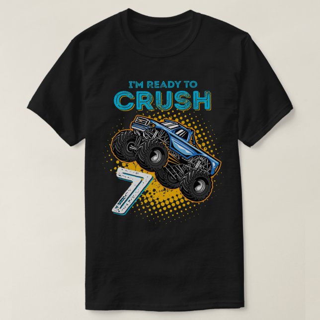 Kinder ich bin bereit 7 Monster Truck 7 Jahre alt  T-Shirt (Design vorne)