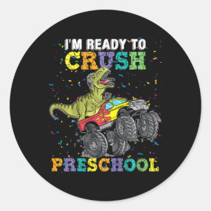 Kinder, ich bin bereit, den Pre-K-Monstertruck-Din Runder Aufkleber