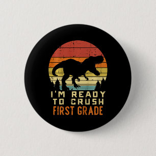 Kinder Ich bin bereit, die 1. Klasse Dinosaurier C Button