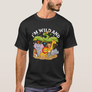 Kinder ich bin wild und 5 Zoo Thema 5th Birthday S T-Shirt