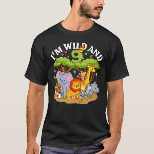 Kinder ich bin wild und 9 Zoo Thema 9. Geburtstag T-Shirt