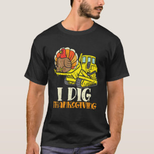 Kinder ich Dig Erntedank Bulldozer Kleinkind Klein T-Shirt