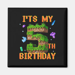 Kinder, ich habe meinen 5. Geburtstag Pixel-Gamer- Magnet
