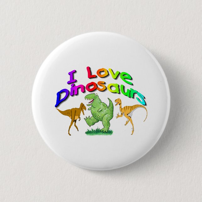 Kinder"ich Liebe-Dinosaurier" Geschenke Button (Vorderseite)