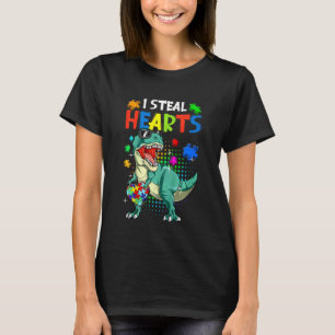 Kinder, ich stehle Herzen T Rex Dino Autismus-Bewu T-Shirt