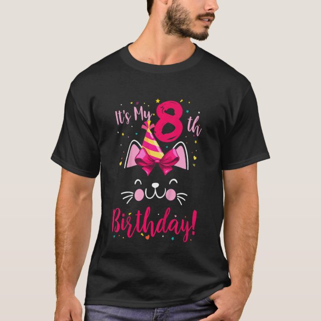 Kinder ihre 8. Geburtstagskatze T-Shirt (Vorderseite)