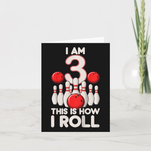 Kinder im Alter von 3 Jahren Bowling Party 3. Gebu Karte (Vorderseite)