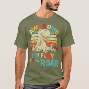Kinder im Four Hear mir Roar Dinosaur Birthday Boy T-Shirt