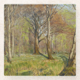 Kinder im Frühjahrswald H.A. Brendekilde Glasuntersetzer