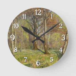 Kinder im Frühjahrswald H.A. Brendekilde Runde Wanduhr