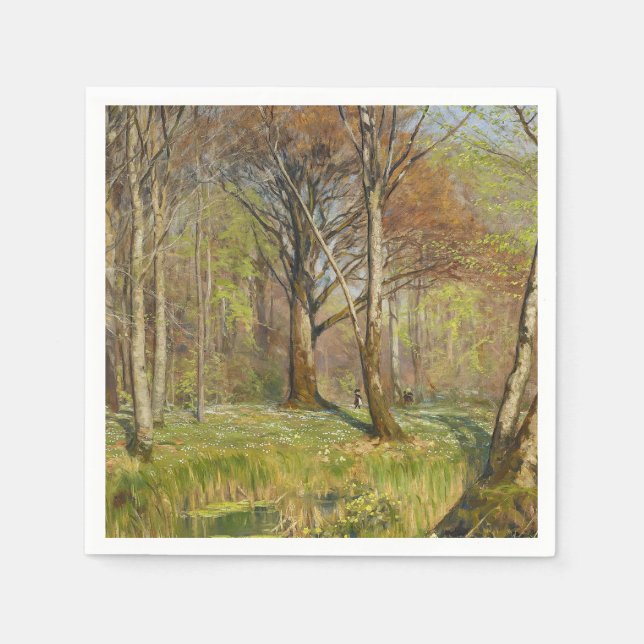 Kinder im Frühjahrswald H.A. Brendekilde Serviette (Vorderseite)