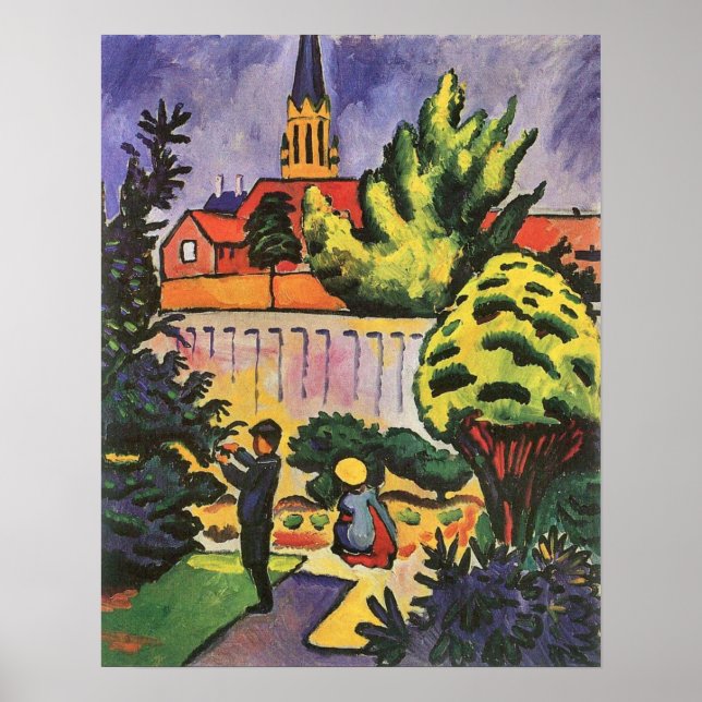 Kinder im Garten von August Macke Poster (Vorne)