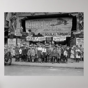 Kinder im Kino, 1925. Vintages Foto Poster