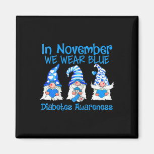 Kinder im November wir tragen blaue Gnomen T1d Dia Magnet