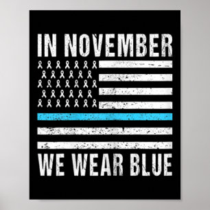 Kinder im November Wir tragen blaues Diabetes. Poster